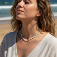 Pearl & Gold Cross Necklace