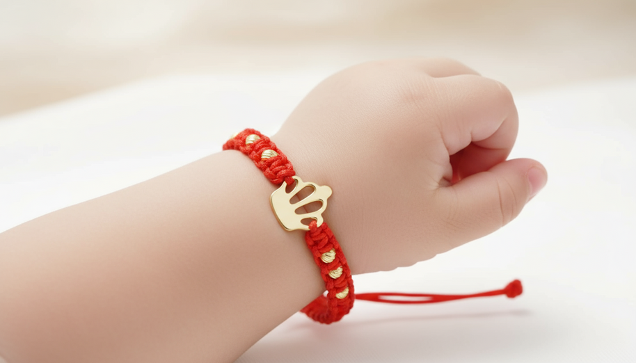 Red String Bracelet with Crown Charm