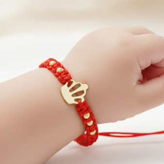 Red String Bracelet with Crown Charm