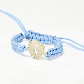 Baby Blue String Bracelet with Baby Feet Charm