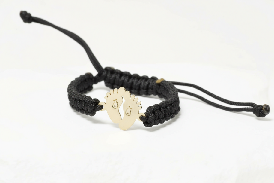 Baby Blue String Bracelet with Baby Feet Charm