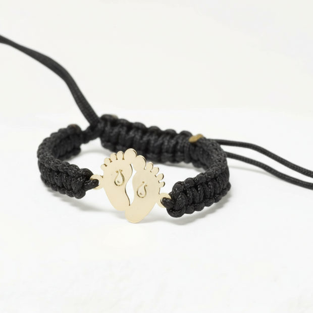 Baby Blue String Bracelet with Baby Feet Charm