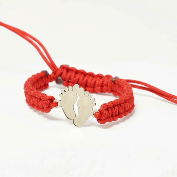 Baby Blue String Bracelet with Baby Feet Charm
