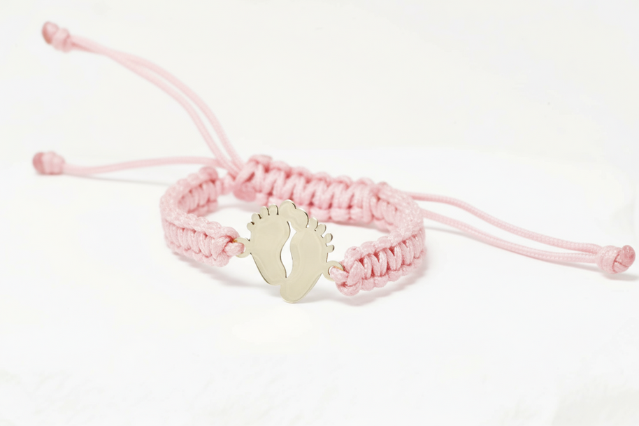 Baby Blue String Bracelet with Baby Feet Charm