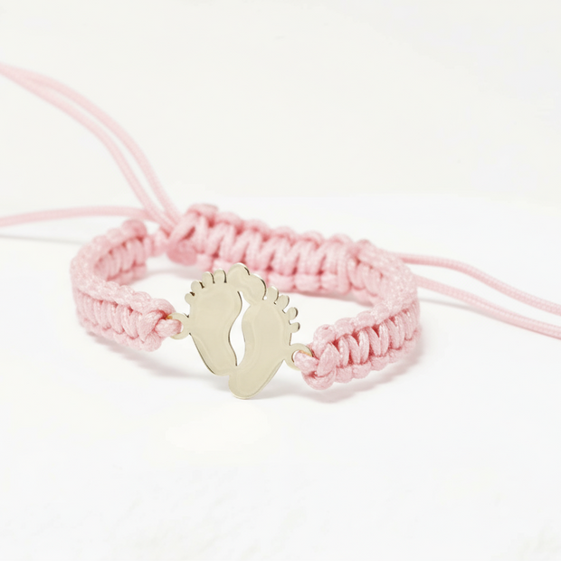 Baby Blue String Bracelet with Baby Feet Charm