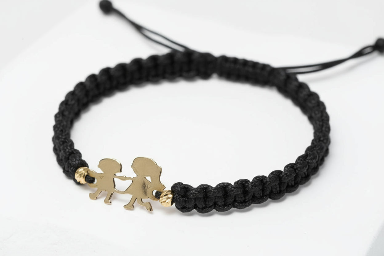 Red String Bracelet with 14K Gold Boy and Girl Charm