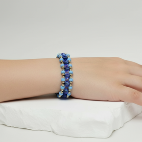 14K Gold and Blue Crystal Bracelet – Black Cord