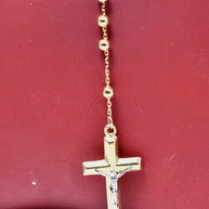 14K Gold Rosary Style Necklace with Miraculous Medal and Cross