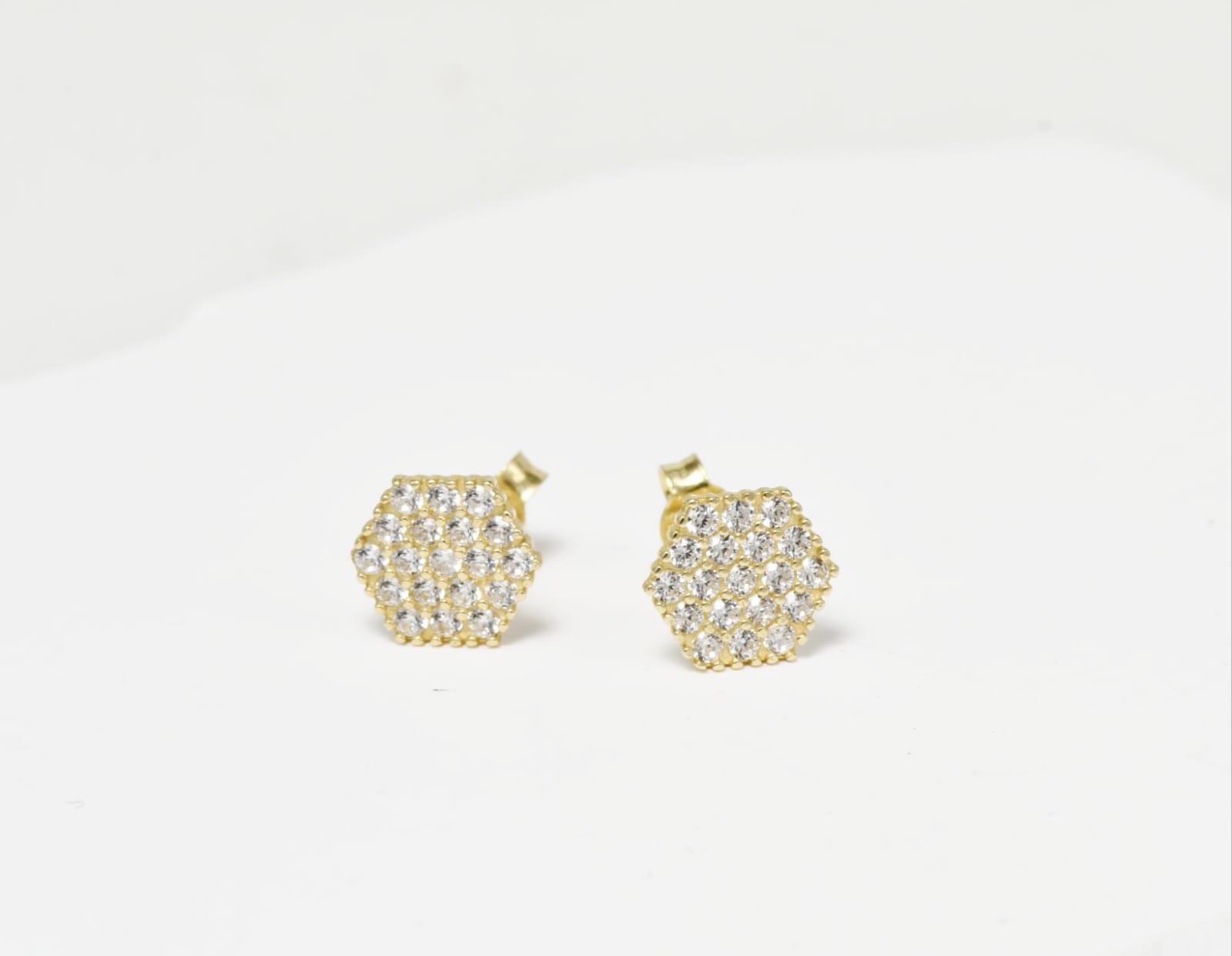 Hexagon Earrings with Zircon Stones
