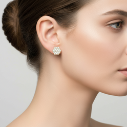 Hexagon Earrings with Zircon Stones