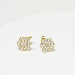 Hexagon Earrings with Zircon Stones