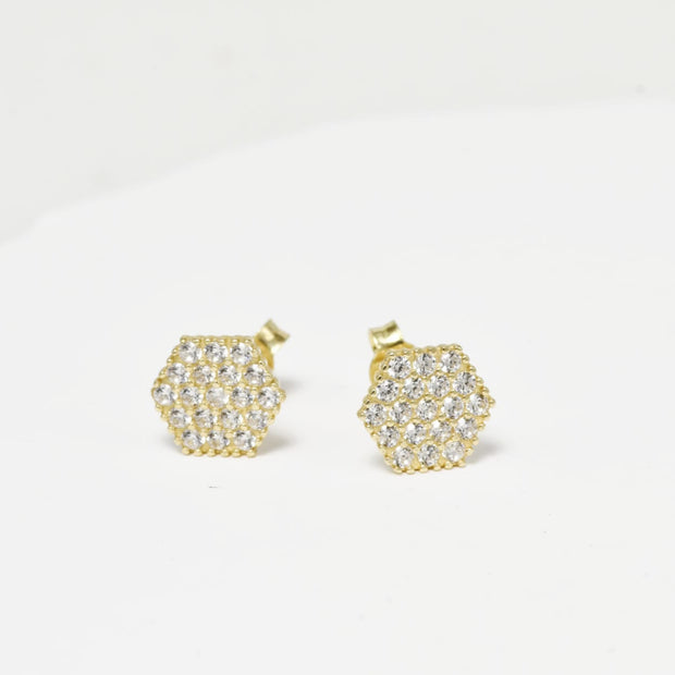 Hexagon Earrings with Zircon Stones