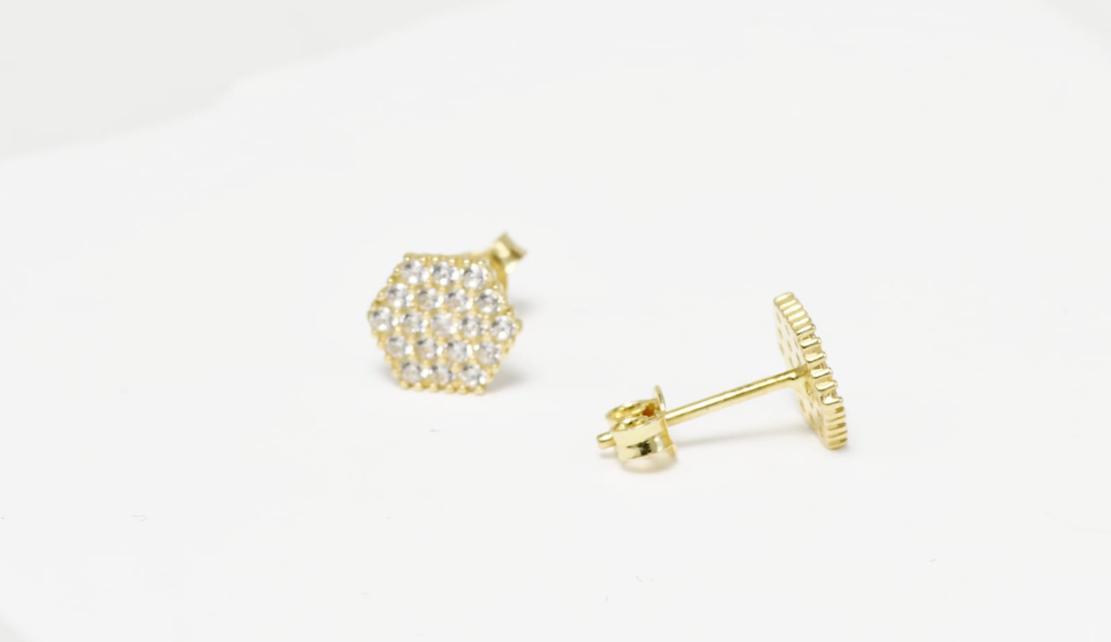 Hexagon Earrings with Zircon Stones
