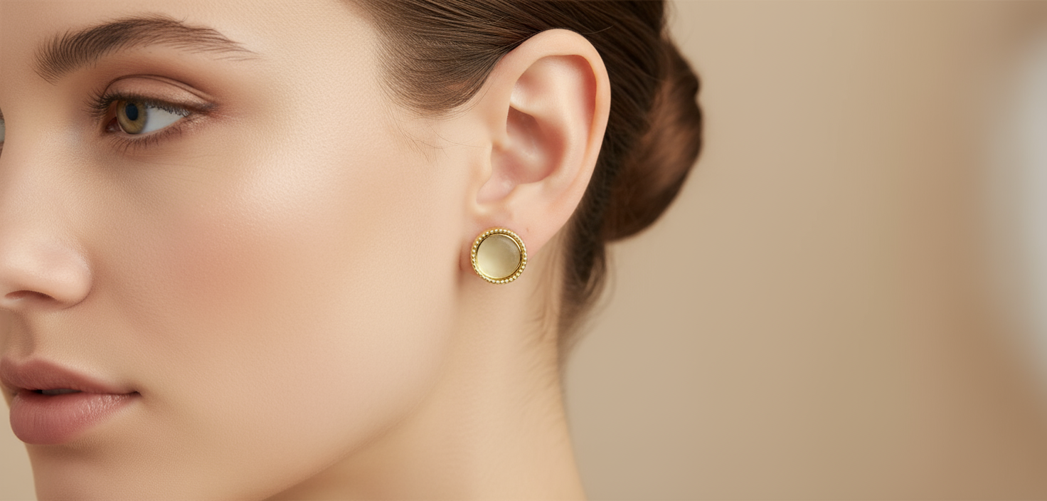 Round Stud Earrings — Engravable Design