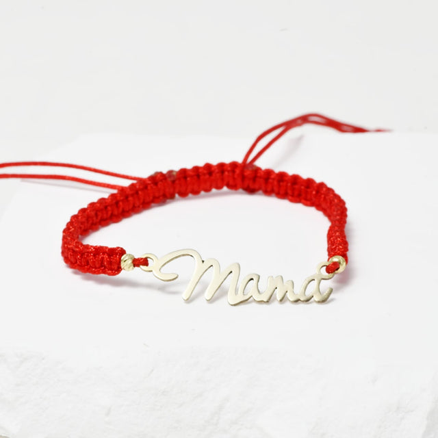 "Mama” Red String Bracelet with 14K Gold Charm