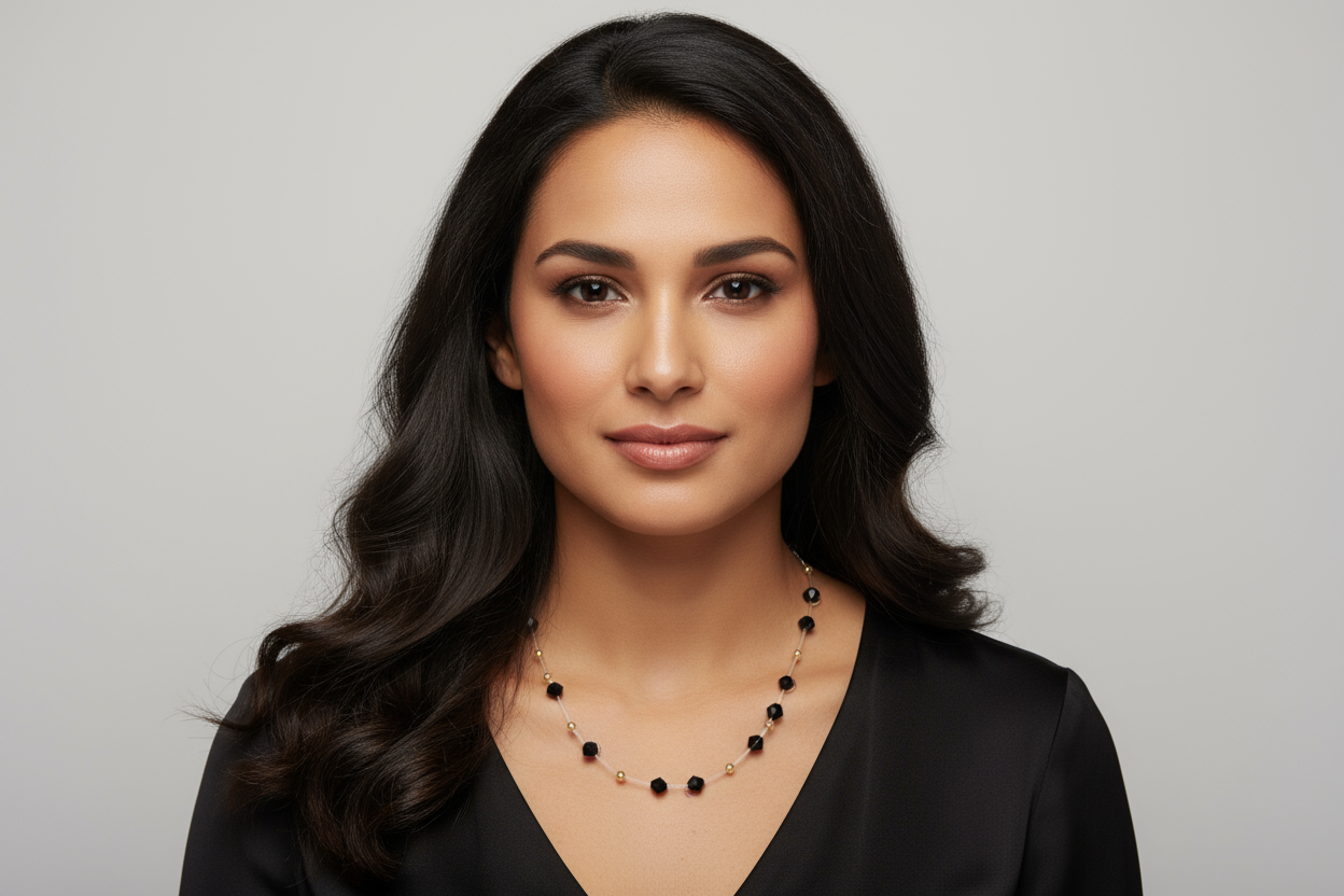 Necklace with   Black crystal Beads