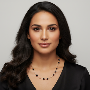 Necklace with   Black crystal Beads