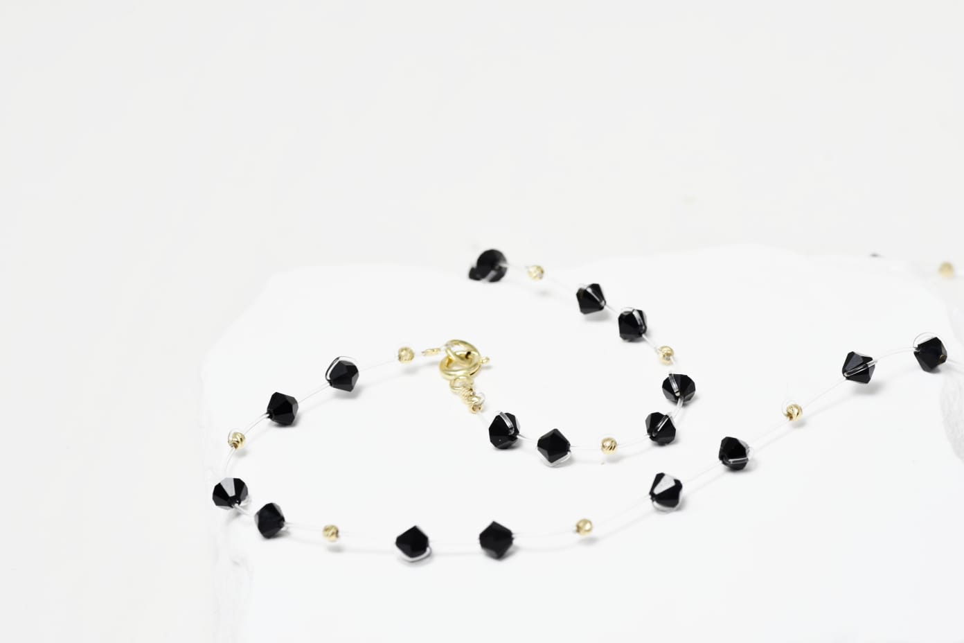 Necklace with   Black crystal Beads