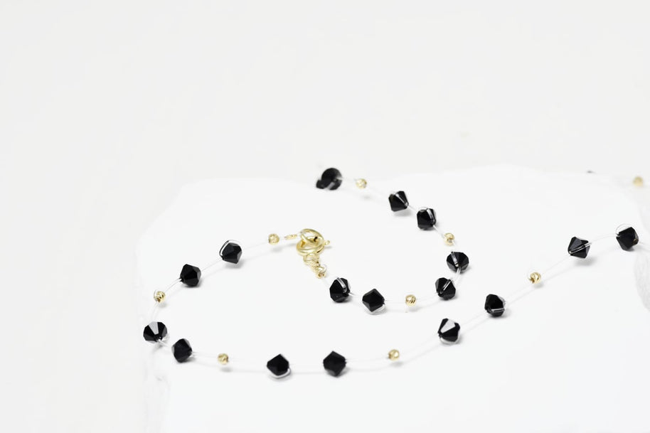 Necklace with   Black crystal Beads
