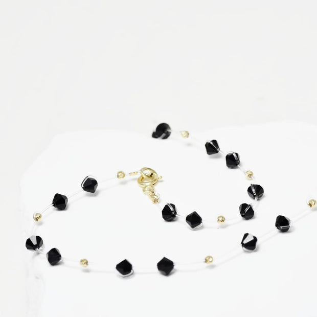 Necklace with   Black crystal Beads