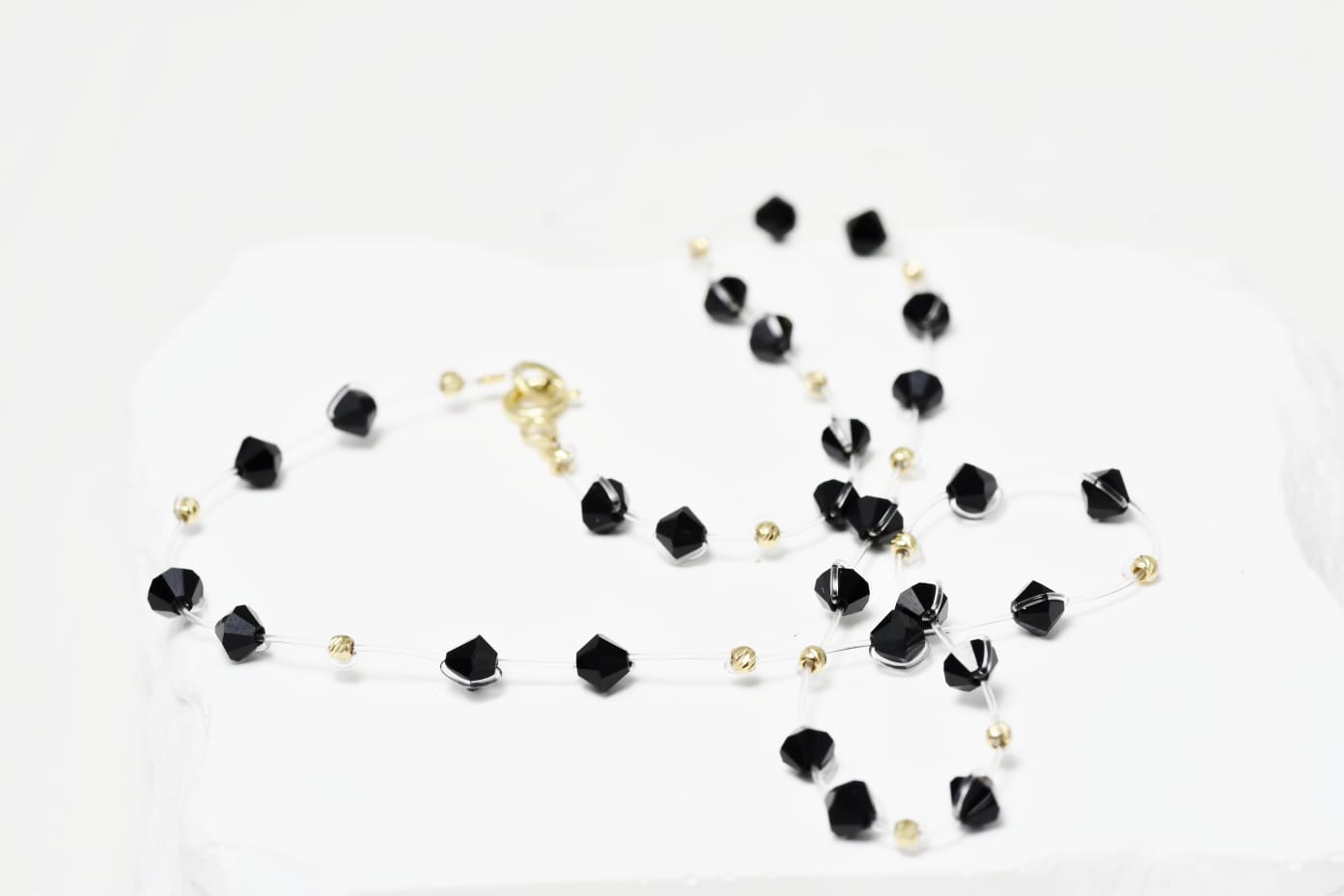 Necklace with   Black crystal Beads