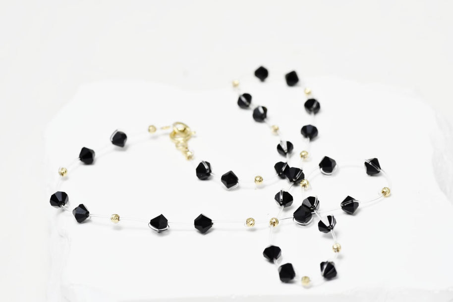 Necklace with   Black crystal Beads