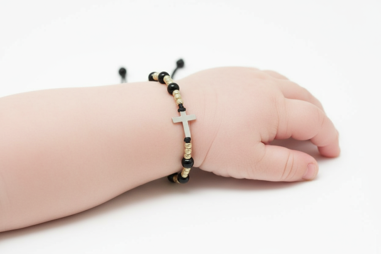 Red Bracelet with 14K Gold Cross