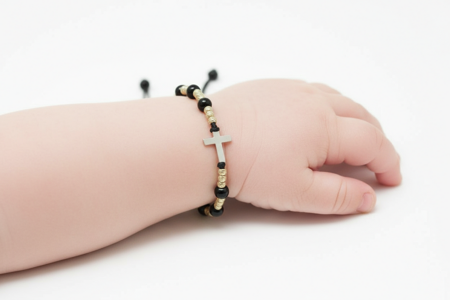 Red Bracelet with 14K Gold Cross