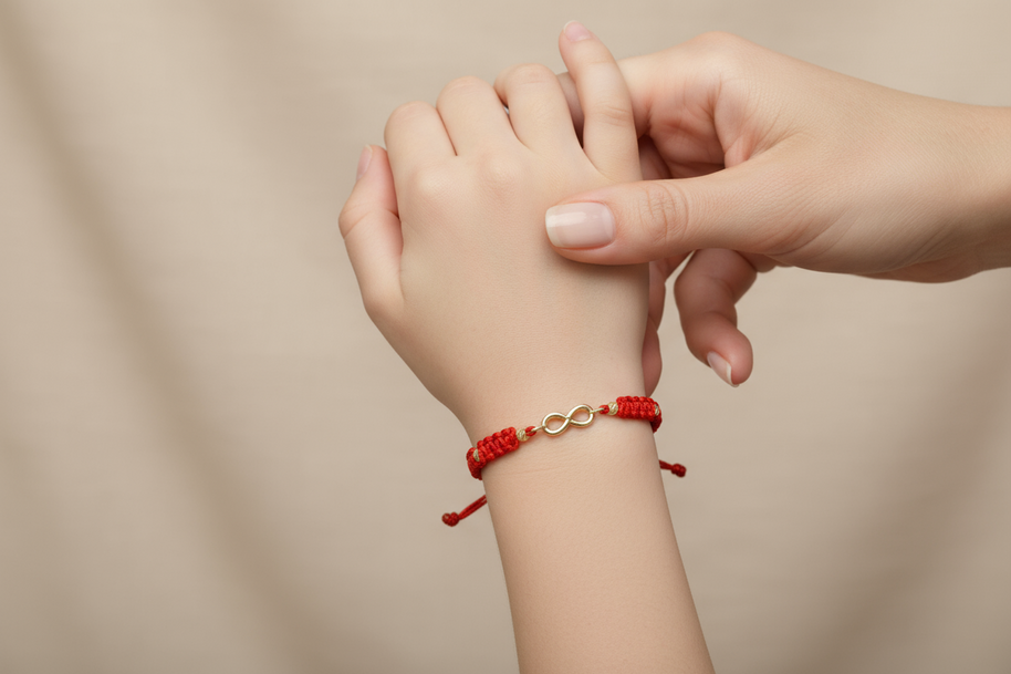 Red Cord Bracelet with Infinity Symbol