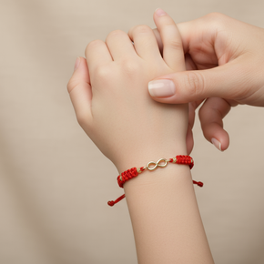 Red Cord Bracelet with Infinity Symbol