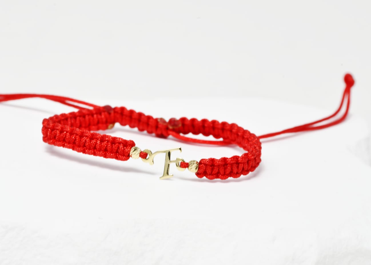 Red Cord Bracelet – Initial “F”