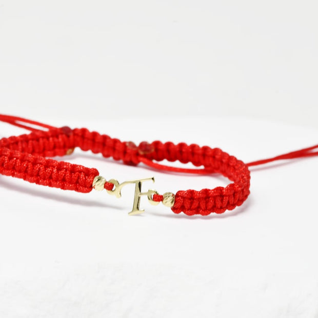 Red Cord Bracelet – Initial “F”