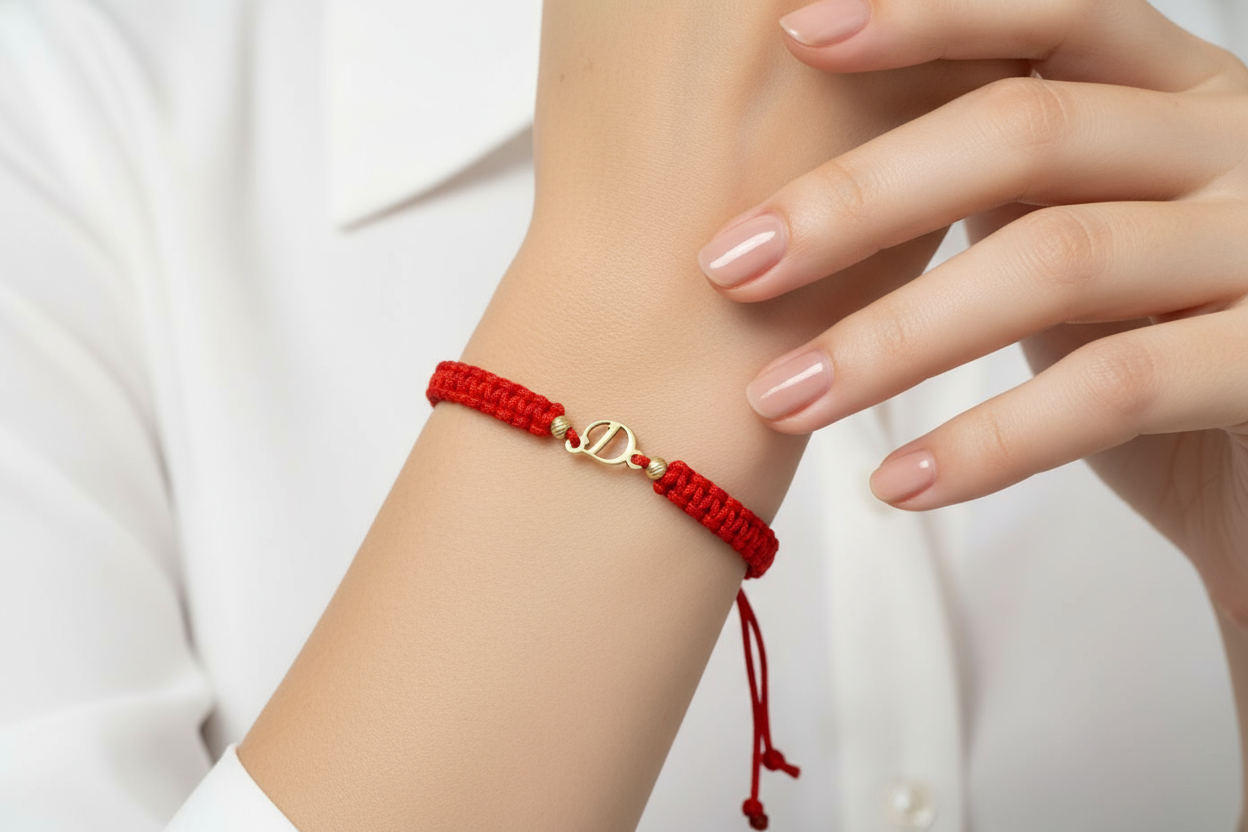 Red Cord Bracelet – Initial “D”
