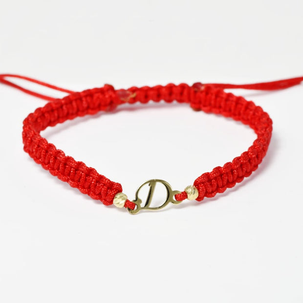 Red Cord Bracelet – Initial “D”
