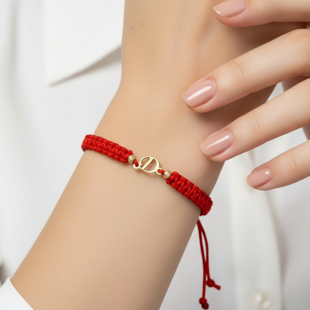 Red Cord Bracelet – Initial “D”