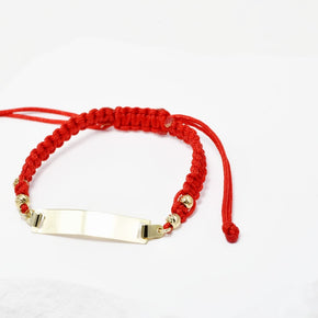 14K Gold Red Cord Bracelet – Custom Name Plate