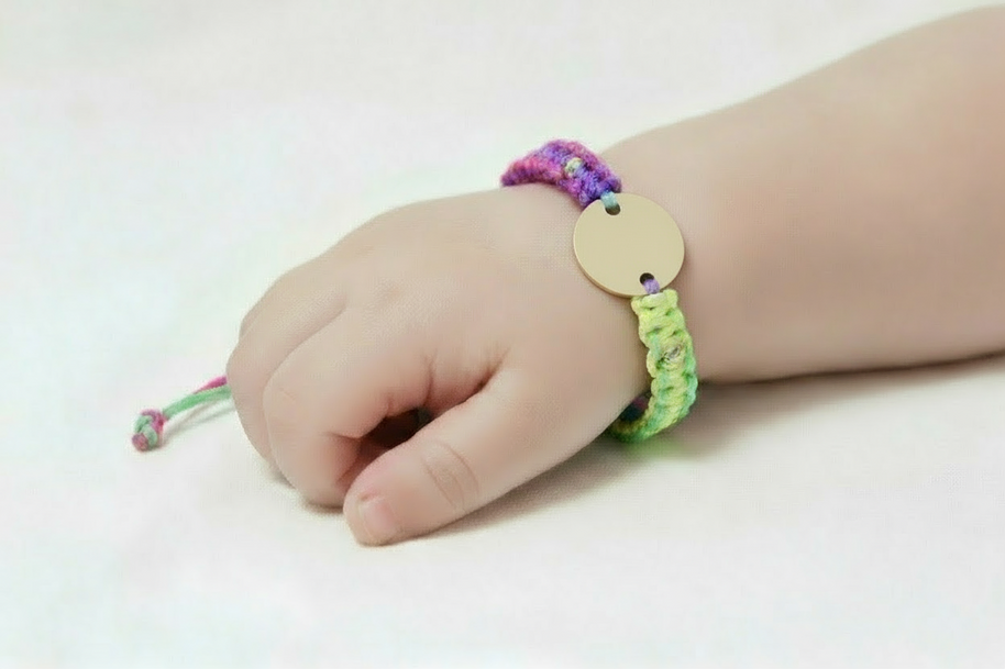 Multicolor String Bracelet with  Engravable Coin