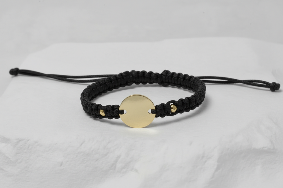 Multicolor String Bracelet with  Engravable Coin