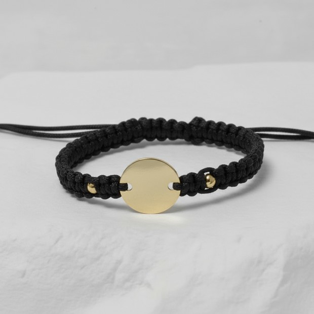 Multicolor String Bracelet with  Engravable Coin