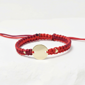 Multicolor String Bracelet with  Engravable Coin