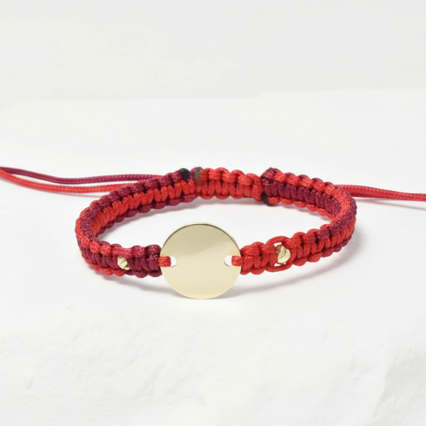 Multicolor String Bracelet with  Engravable Coin