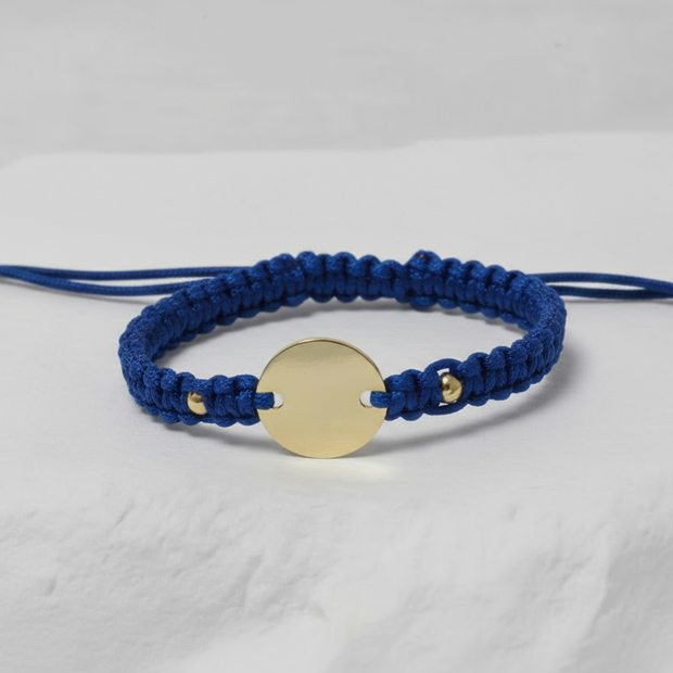 Multicolor String Bracelet with  Engravable Coin