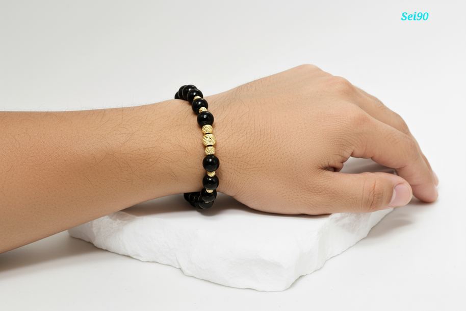 Black Beaded Bracelet