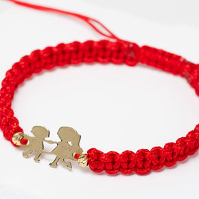 Red String Bracelet with 14K Gold Boy and Girl Charm