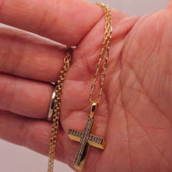 14k real gold neclace and cross 585 gold