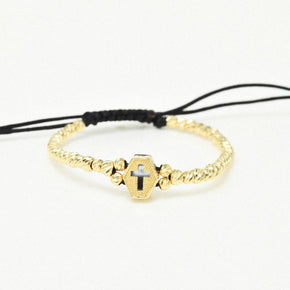 14K Gold Red Cord Bracelet – Baby Feet Charm (Engravable)