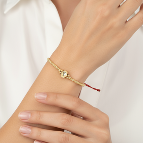 14K Gold Red Cord Bracelet – Baby Feet Charm (Engravable)