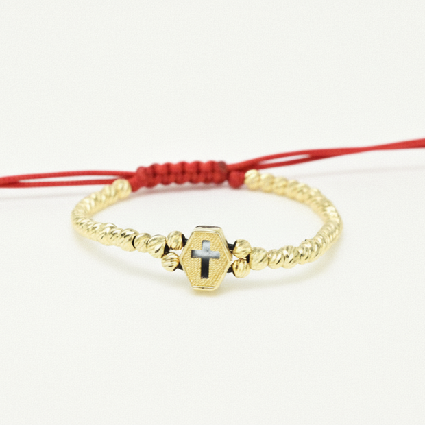 14K Gold Red Cord Bracelet – Baby Feet Charm (Engravable)