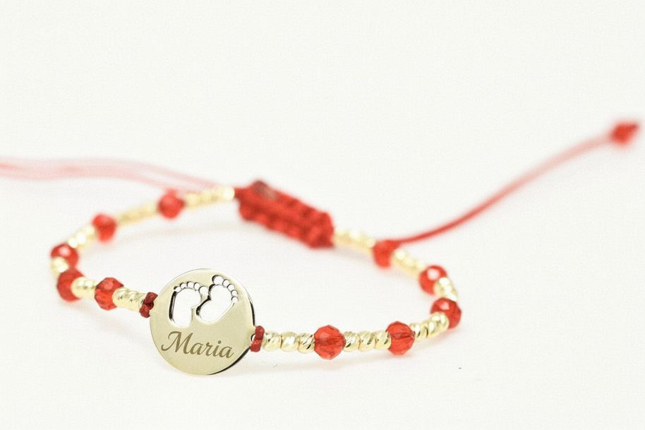 14K Gold Bracelet with Black Cord – Cross Charm