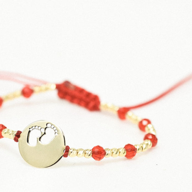 14K Gold Bracelet with Black Cord – Cross Charm